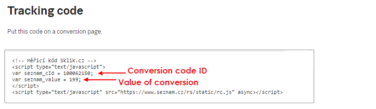 Multiple Conversion Codes On One Page Sklik Napoveda